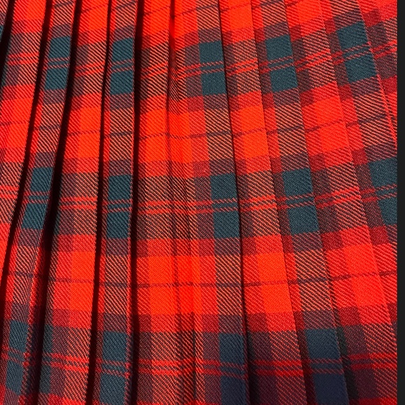 Vintage Aljean 60s red and green tartan pleated wool midi skirt made in Canada - Picture 13 of 16